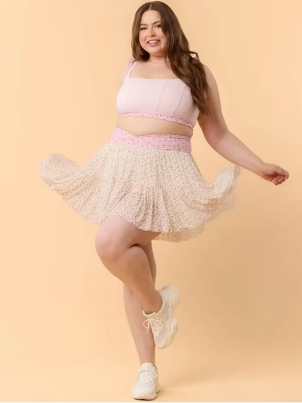 NWT Blogilates Women's Ballerina Skort, 2X - Cream Floral